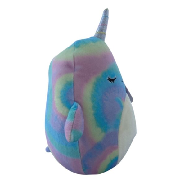 Squishmallows Official Kellytoy 8" Ter the Narwhal Plush Toy Rainbow‎ Swirl NEW - Picture 3 of 5